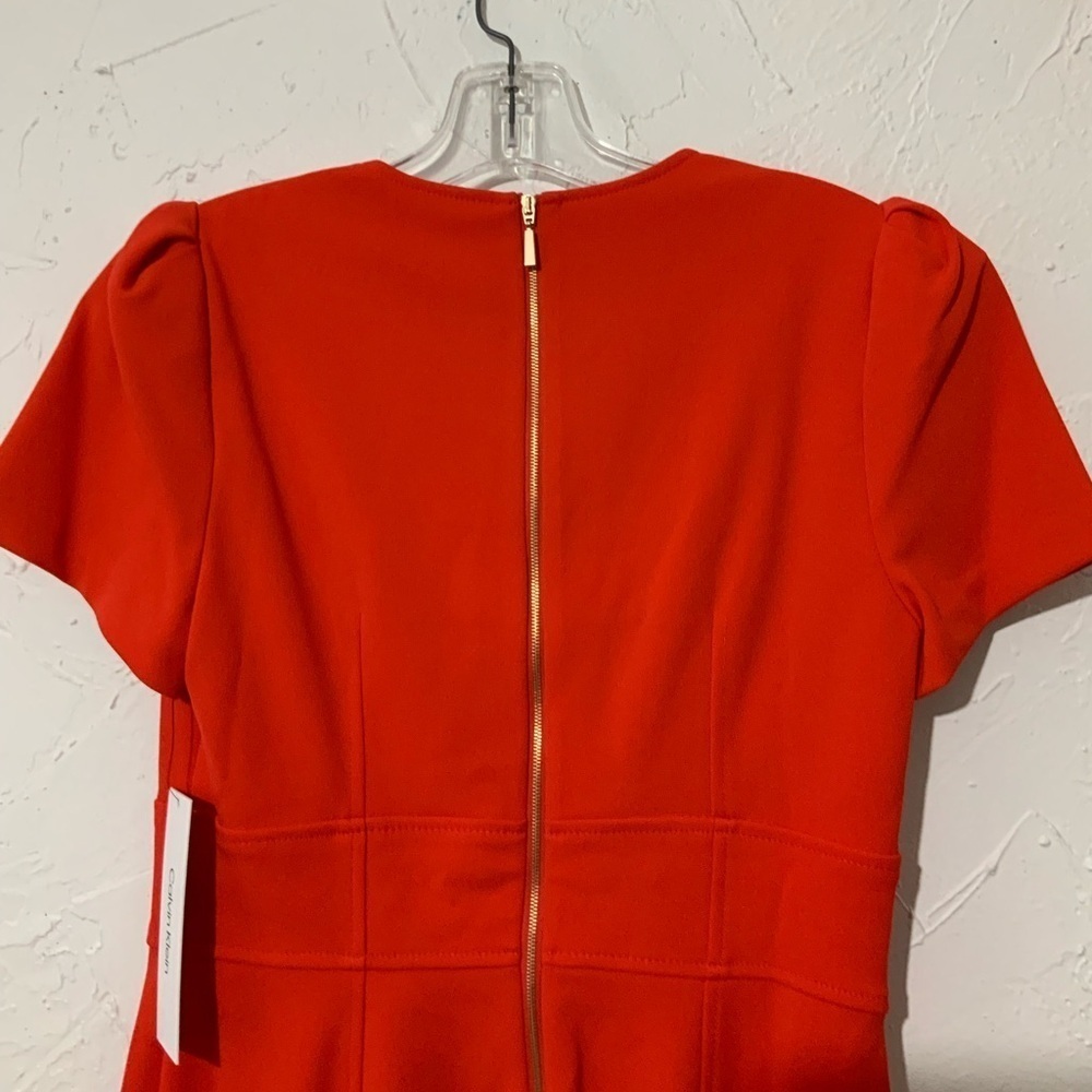 NWT Calvin Klein Red Sheath Dress with Square Neck Sz 6 | Business Office Wear - Picture 9 of 10